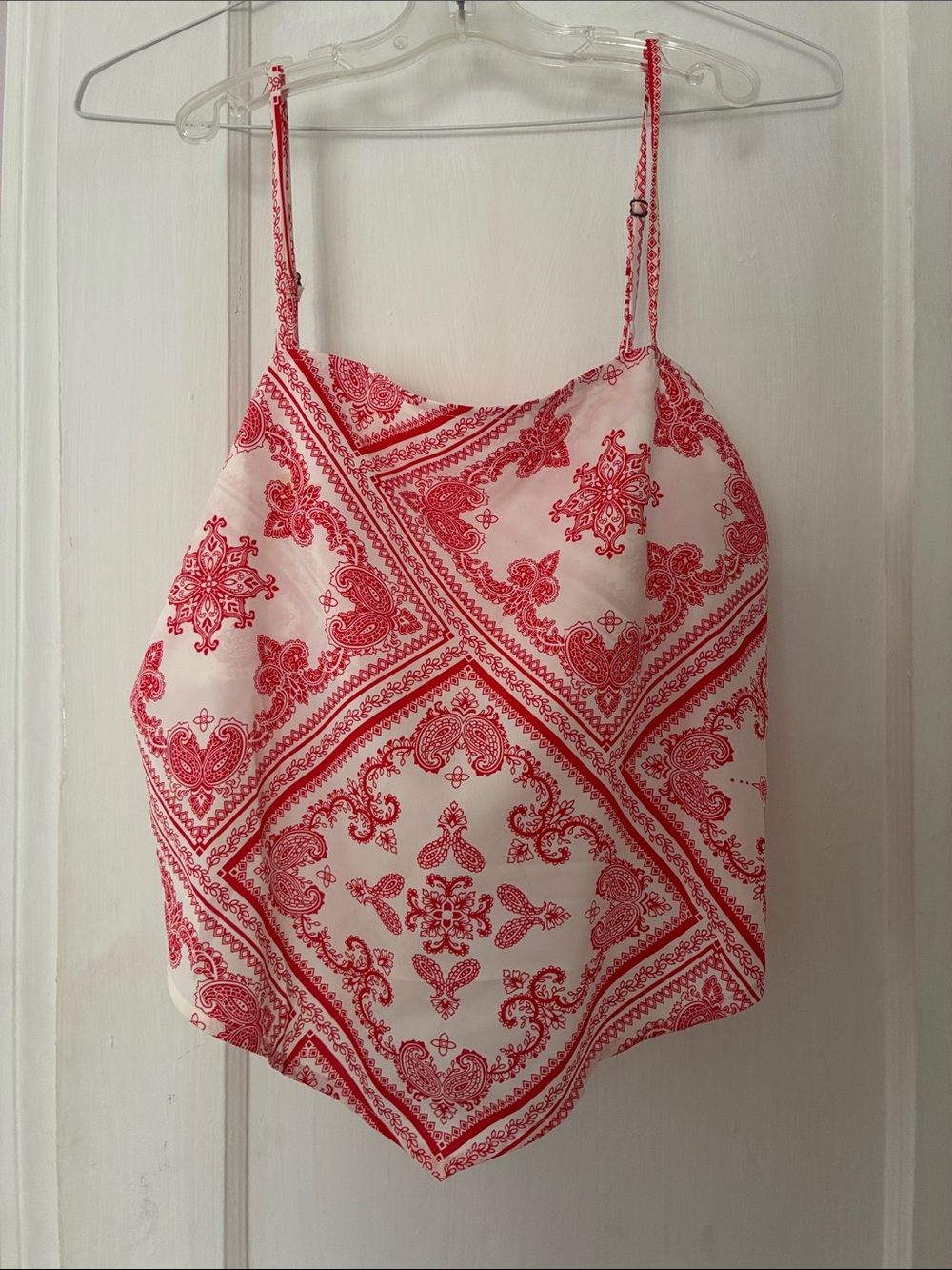 Red Paisley Handkerchief-Hem Cami Top